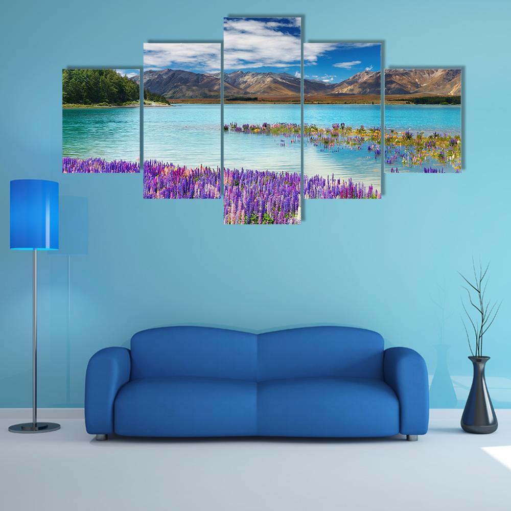 Lake Tekapo New Zealand Canvas Wall Art-5 Star-Gallery Wrap-62" x 32"-Tiaracle