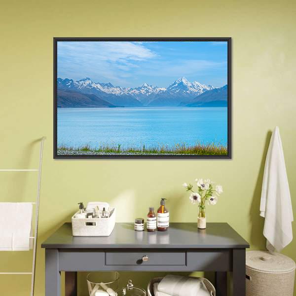 Lake Tekapo With Mt Cook Canvas Wall Art-1 Piece-Floating Frame-24" x 16"-Tiaracle