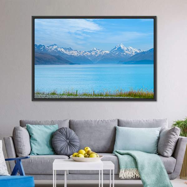 Lake Tekapo With Mt Cook Canvas Wall Art-3 Horizontal-Gallery Wrap-25" x 16"-Tiaracle