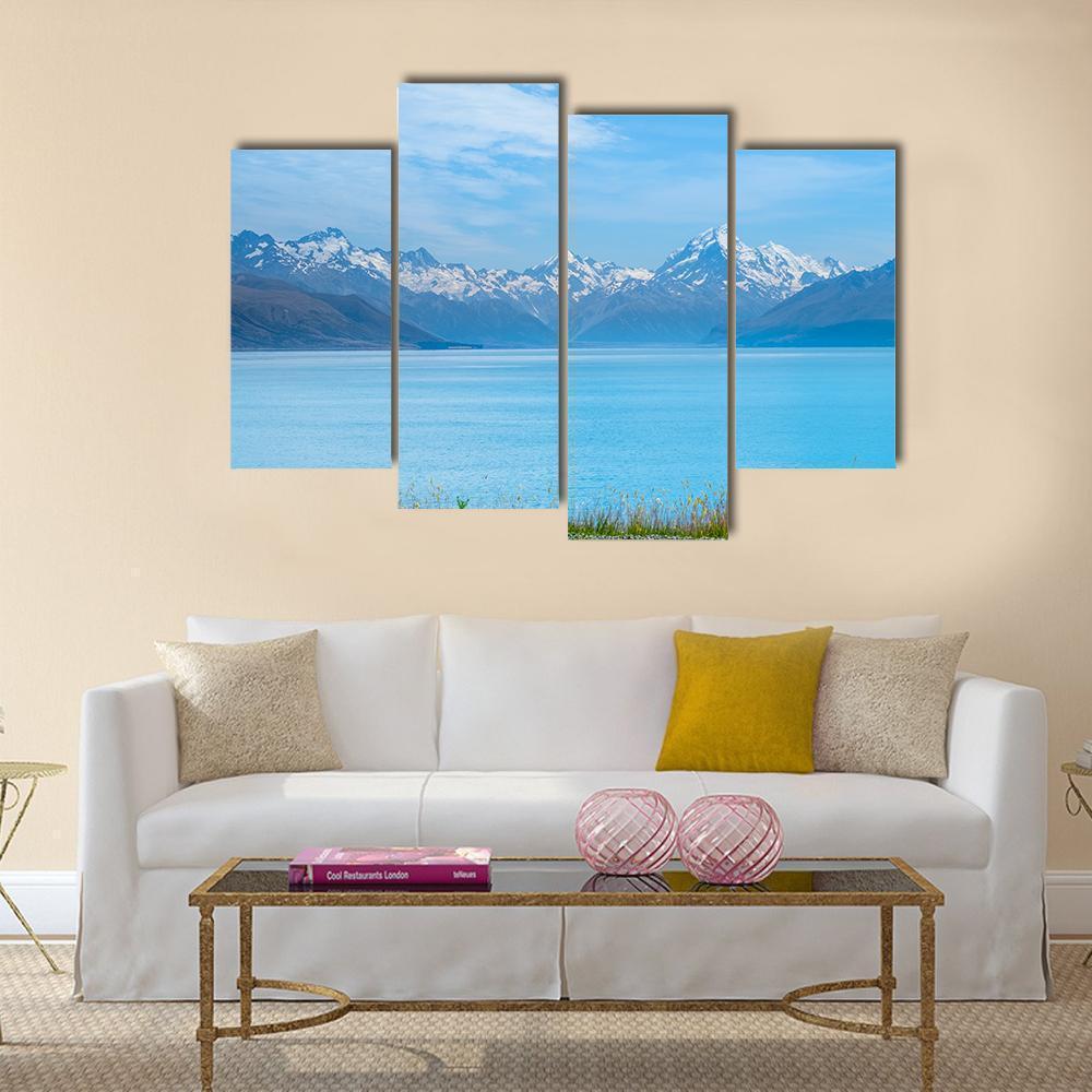 Lake Tekapo With Mt Cook Canvas Wall Art-4 Pop-Gallery Wrap-50" x 32"-Tiaracle