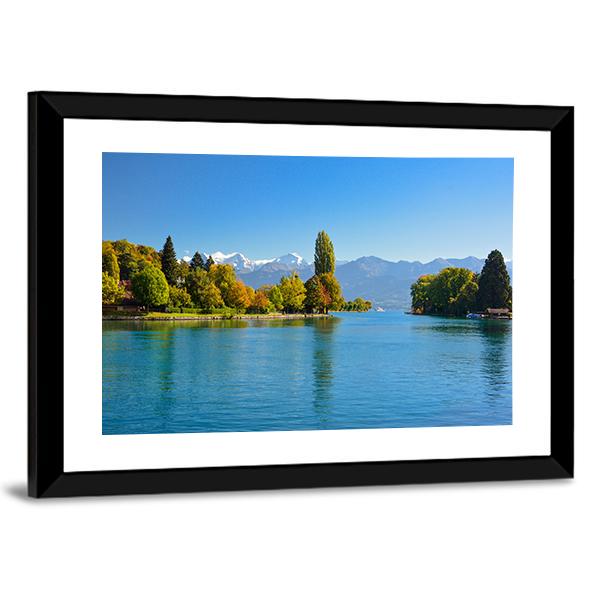 Lake Thun In Autumn Canvas Wall Art-3 Horizontal-Gallery Wrap-25" x 16"-Tiaracle
