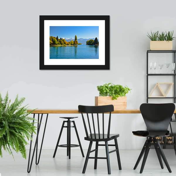 Lake Thun In Autumn Canvas Wall Art-3 Horizontal-Gallery Wrap-25" x 16"-Tiaracle
