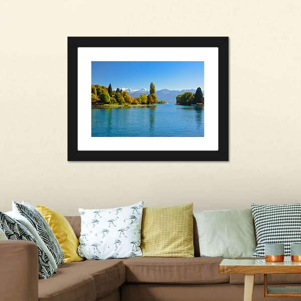 Lake Thun In Autumn Canvas Wall Art-3 Horizontal-Gallery Wrap-25" x 16"-Tiaracle