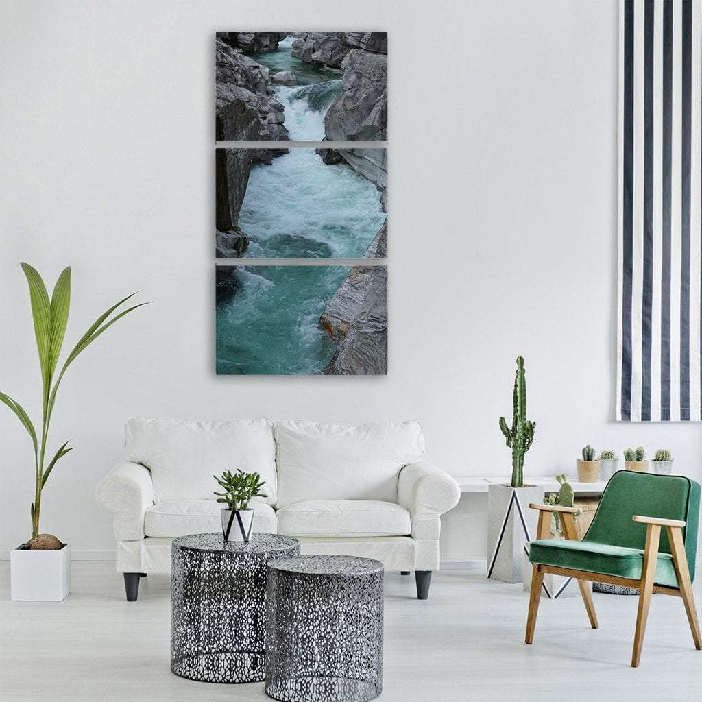 Lake Ticino With River In Switzerland Vertical Canvas Wall Art-3 Vertical-Gallery Wrap-12" x 25"-Tiaracle