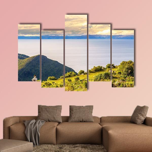 Lake Titicaca in Bolivia Canvas Wall Art-5 Pop-Gallery Wrap-47" x 32"-Tiaracle