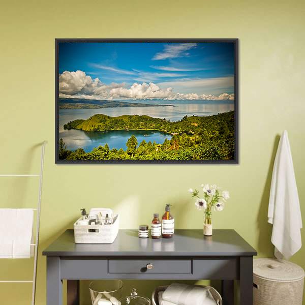 Lake Toba Indonesia Panoramic Canvas Wall Art-1 Piece-36" x 12"-Tiaracle