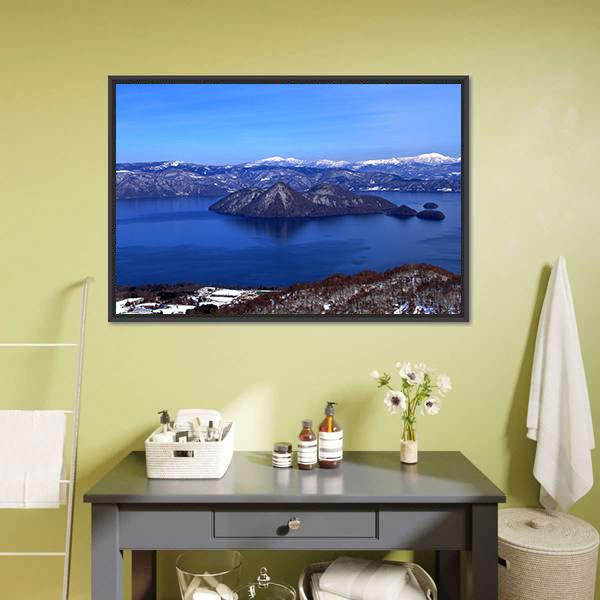 Lake Toya In Hokkaido Canvas Wall Art-1 Piece-Floating Frame-24" x 16"-Tiaracle