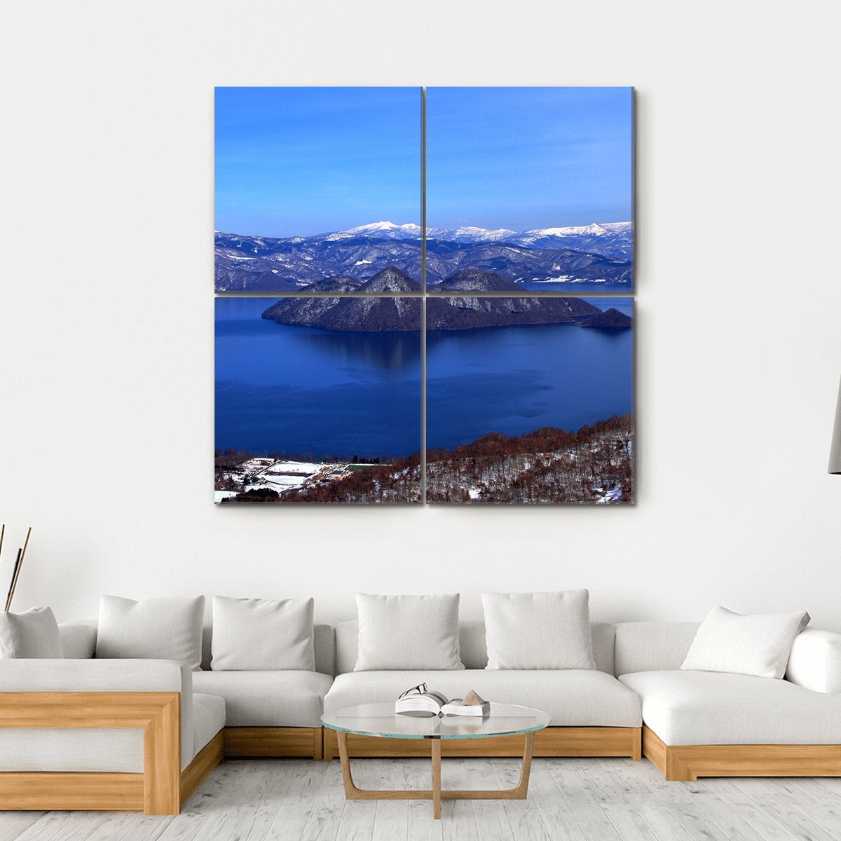 Lake Toya In Hokkaido Canvas Wall Art-4 Square-Gallery Wrap-17" x 17"-Tiaracle