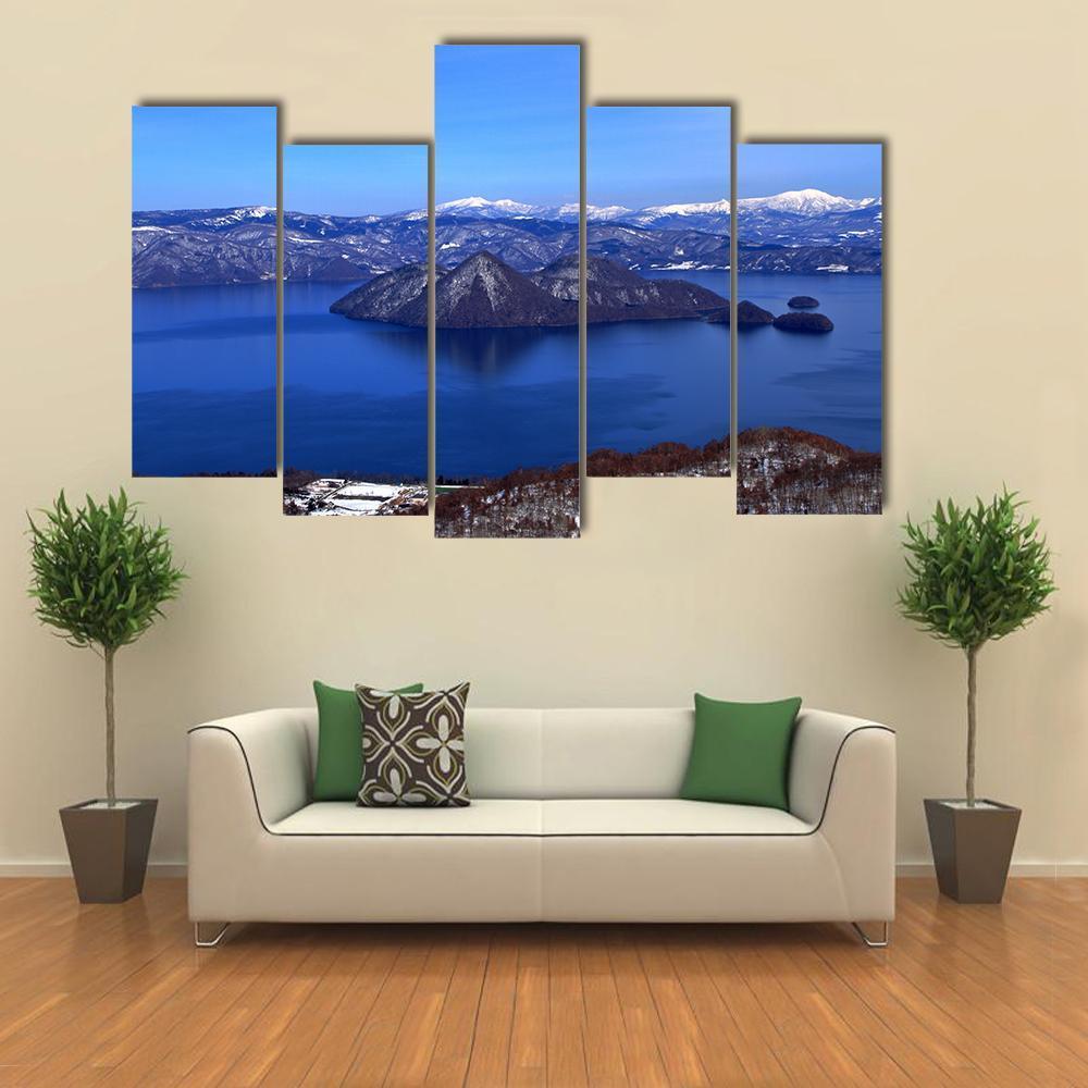 Lake Toya In Hokkaido Canvas Wall Art-5 Pop-Gallery Wrap-47" x 32"-Tiaracle