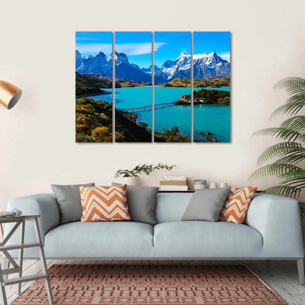 Lake Under Mountains Iceland Canvas Wall Art-4 Horizontal-Gallery Wrap-34" x 24"-Tiaracle