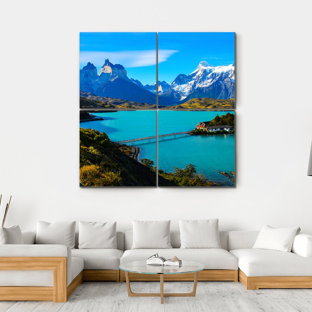Lake Under Mountains Iceland Canvas Wall Art-4 Square-Gallery Wrap-17" x 17"-Tiaracle