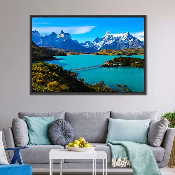Lake Under Mountains Iceland Canvas Wall Art-5 Horizontal-Gallery Wrap-22" x 12"-Tiaracle