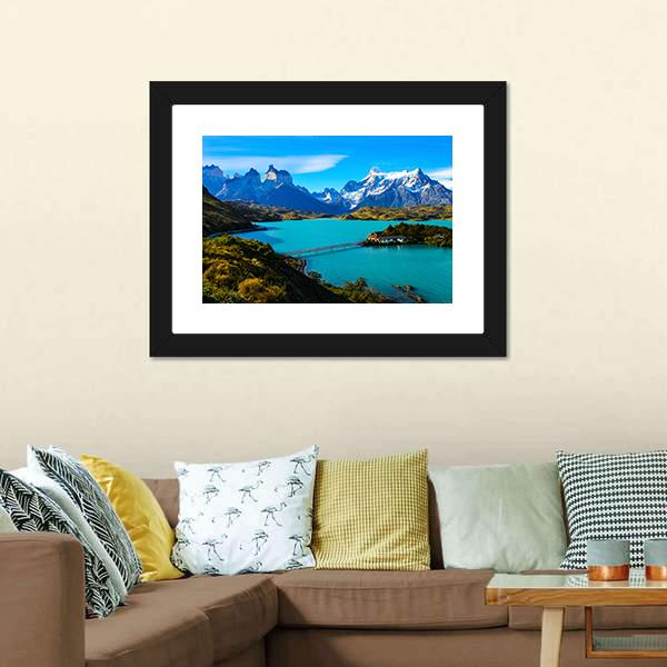 Lake Under Mountains Iceland Canvas Wall Art-5 Horizontal-Gallery Wrap-22" x 12"-Tiaracle