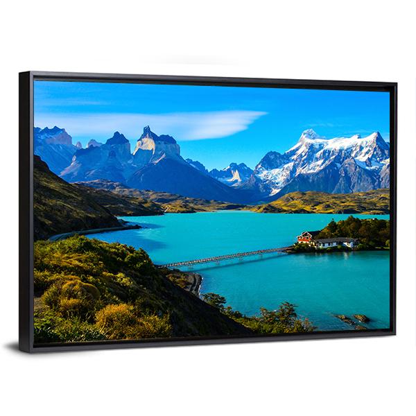 Lake Under Mountains Iceland Canvas Wall Art-5 Horizontal-Gallery Wrap-22" x 12"-Tiaracle