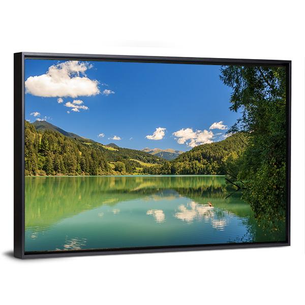 Lake Valdaora Italy Canvas Wall Art-3 Horizontal-Gallery Wrap-25" x 16"-Tiaracle