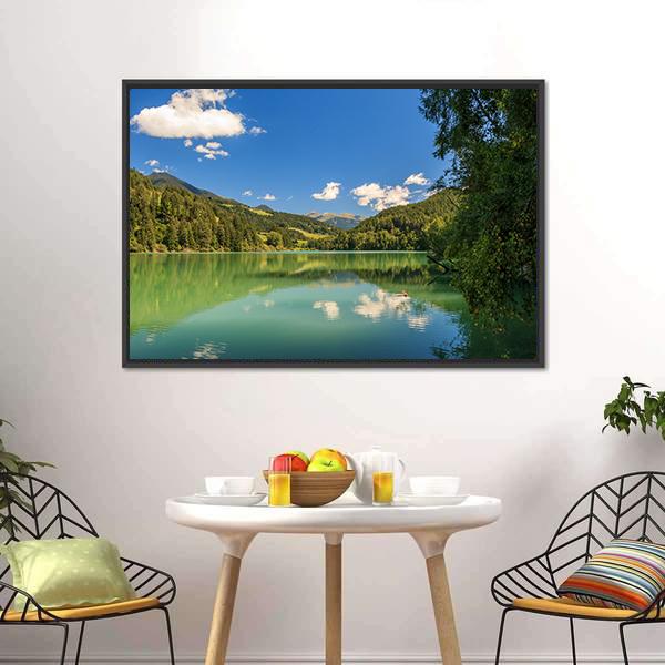 Lake Valdaora Italy Canvas Wall Art-3 Horizontal-Gallery Wrap-25" x 16"-Tiaracle
