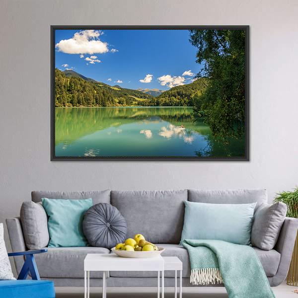 Lake Valdaora Italy Canvas Wall Art-3 Horizontal-Gallery Wrap-25" x 16"-Tiaracle