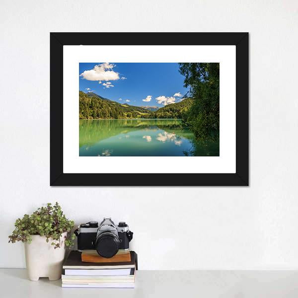 Lake Valdaora Italy Canvas Wall Art-1 Piece-Framed Print-20" x 16"-Tiaracle