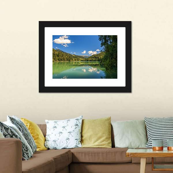 Lake Valdaora Italy Canvas Wall Art-3 Horizontal-Gallery Wrap-25" x 16"-Tiaracle