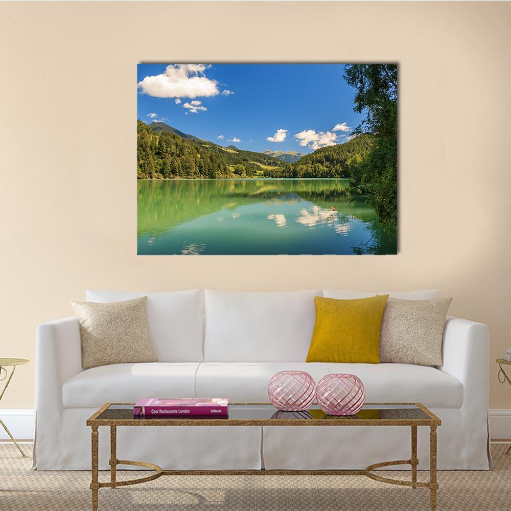 Lake Valdaora Italy Canvas Wall Art-1 Piece-Gallery Wrap-48" x 32"-Tiaracle