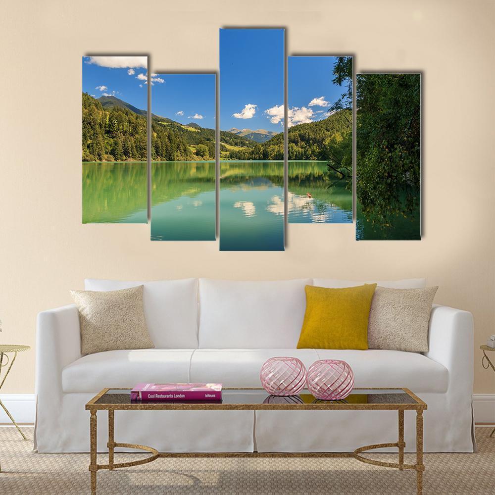 Lake Valdaora Italy Canvas Wall Art-5 Pop-Gallery Wrap-47" x 32"-Tiaracle