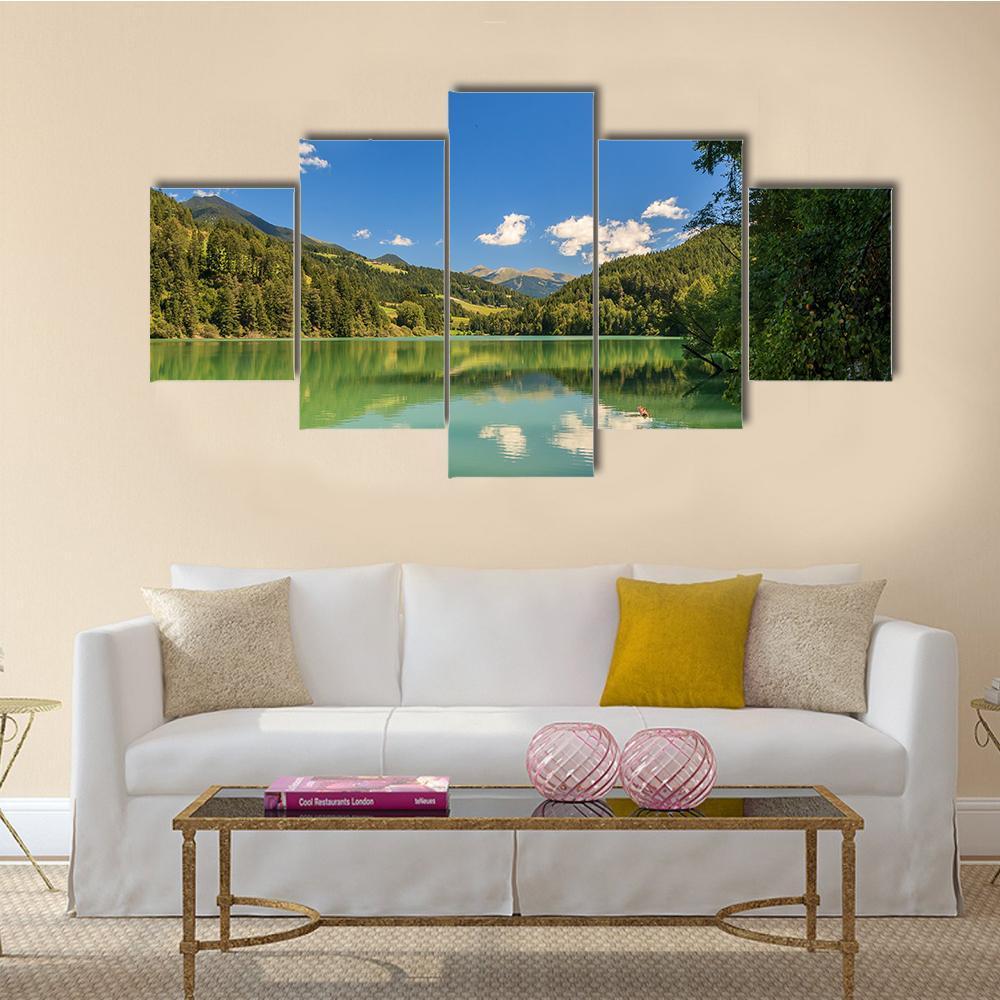 Lake Valdaora Italy Canvas Wall Art-5 Star-Gallery Wrap-62" x 32"-Tiaracle