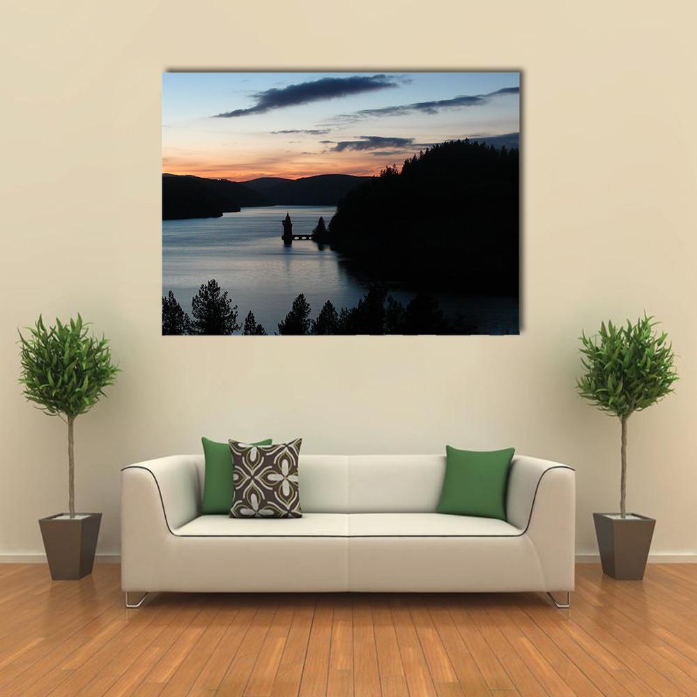 Lake Vyrnwy In Wales Canvas Wall Art-1 Piece-Gallery Wrap-48" x 32"-Tiaracle