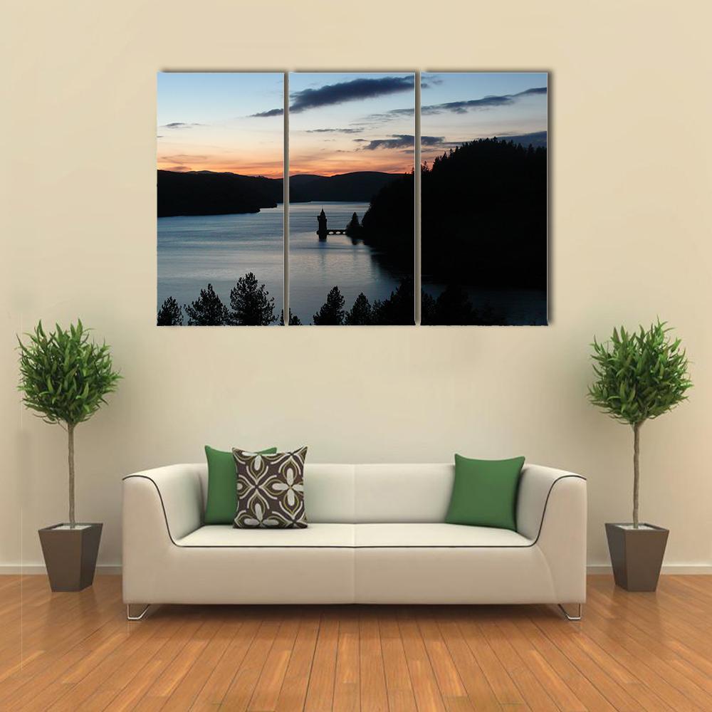 Lake Vyrnwy In Wales Canvas Wall Art-3 Horizontal-Gallery Wrap-37" x 24"-Tiaracle