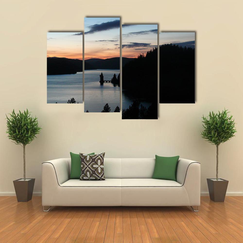 Lake Vyrnwy In Wales Canvas Wall Art-4 Pop-Gallery Wrap-50" x 32"-Tiaracle