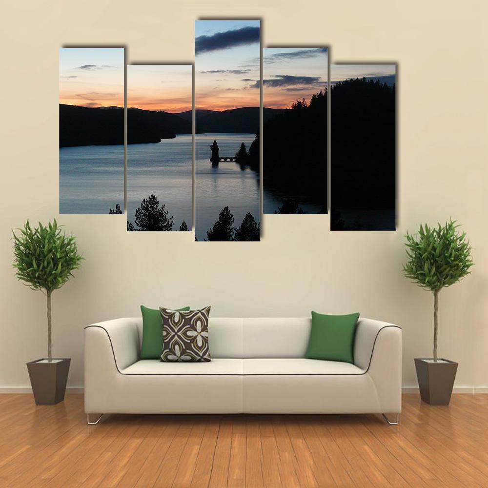 Lake Vyrnwy In Wales Canvas Wall Art-5 Pop-Gallery Wrap-47" x 32"-Tiaracle