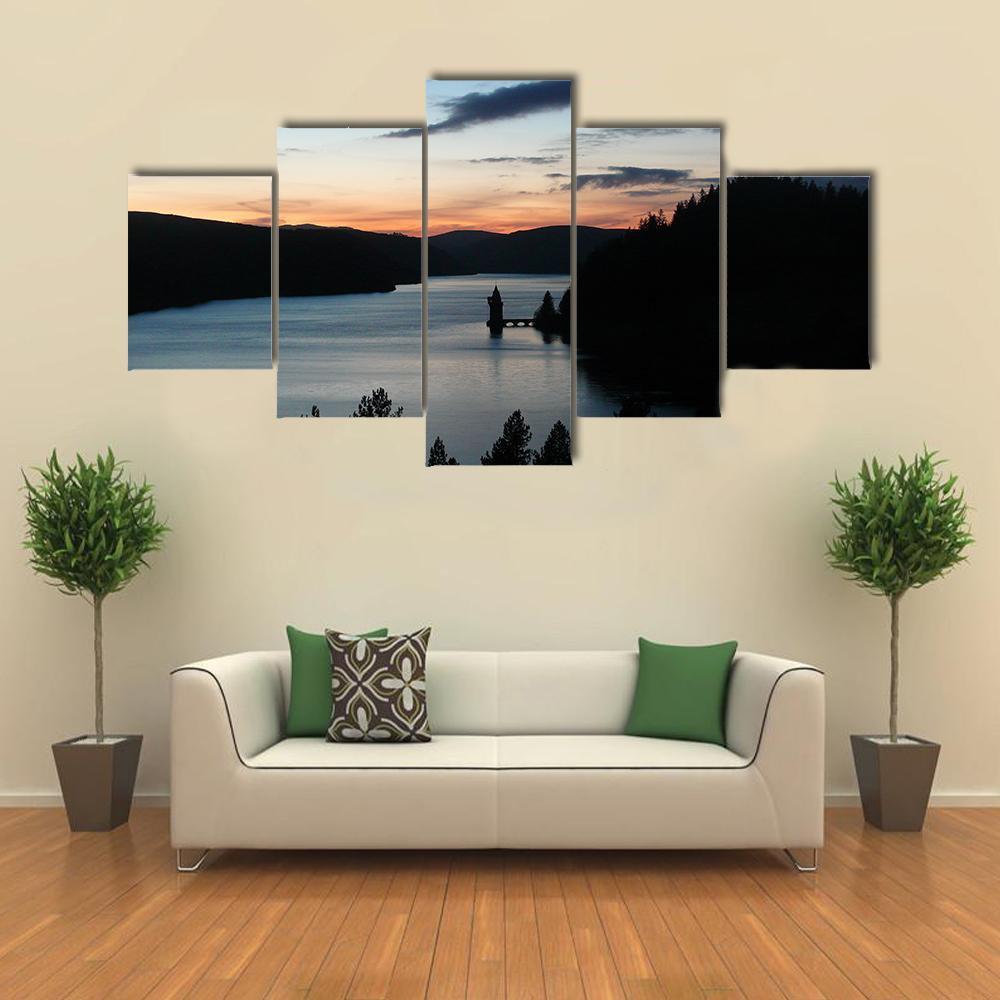 Lake Vyrnwy In Wales Canvas Wall Art-3 Horizontal-Gallery Wrap-37" x 24"-Tiaracle
