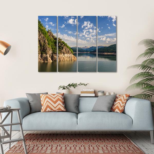 Lake Vidraru Romania Canvas Wall Art-4 Horizontal-Gallery Wrap-34" x 24"-Tiaracle