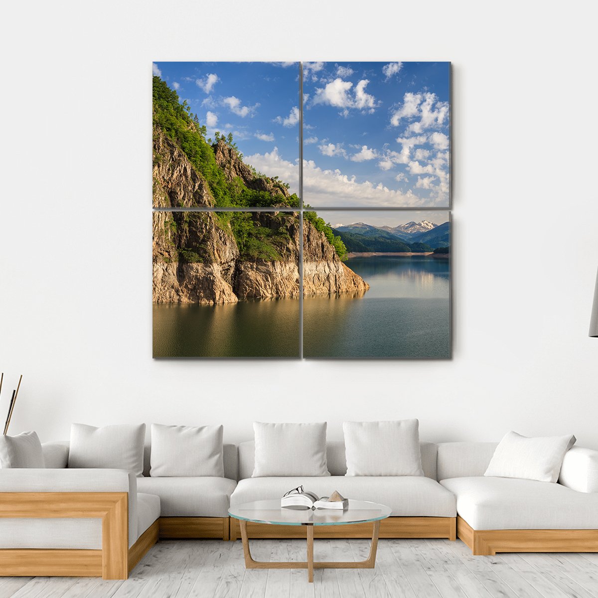 Lake Vidraru Romania Canvas Wall Art-4 Square-Gallery Wrap-17" x 17"-Tiaracle