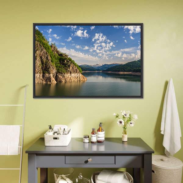 Lake Vidraru Romania Canvas Wall Art-5 Horizontal-Gallery Wrap-22" x 12"-Tiaracle