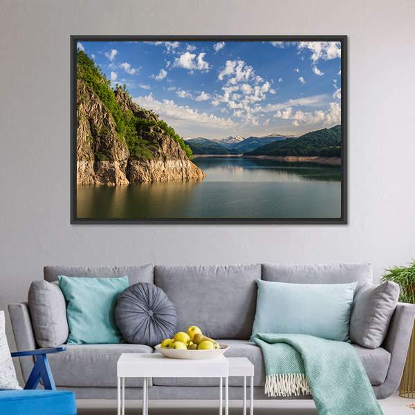 Lake Vidraru Romania Canvas Wall Art-5 Horizontal-Gallery Wrap-22" x 12"-Tiaracle