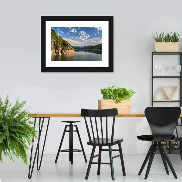 Lake Vidraru Romania Canvas Wall Art-5 Horizontal-Gallery Wrap-22" x 12"-Tiaracle