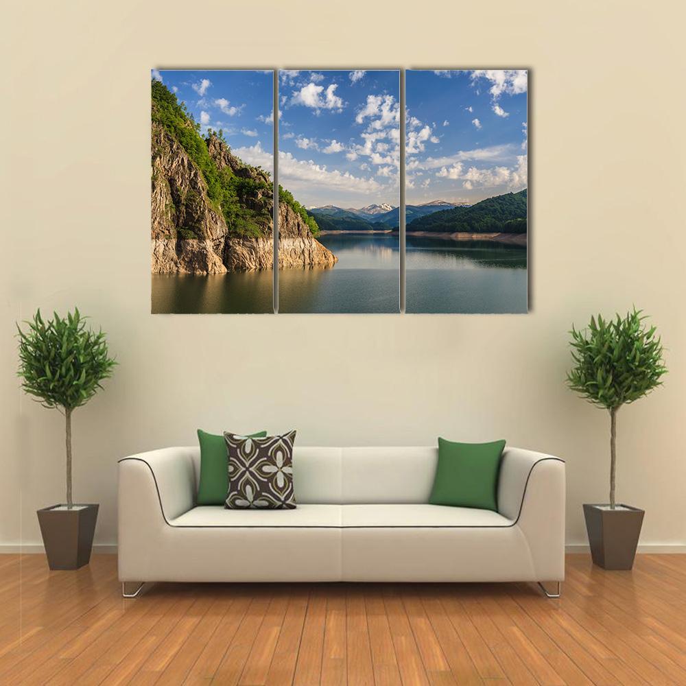 Lake Vidraru Romania Canvas Wall Art-3 Horizontal-Gallery Wrap-37" x 24"-Tiaracle