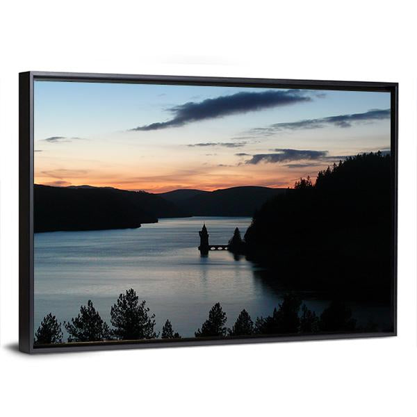 Lake Vyrnwy In Wales Canvas Wall Art-3 Horizontal-Gallery Wrap-25" x 16"-Tiaracle