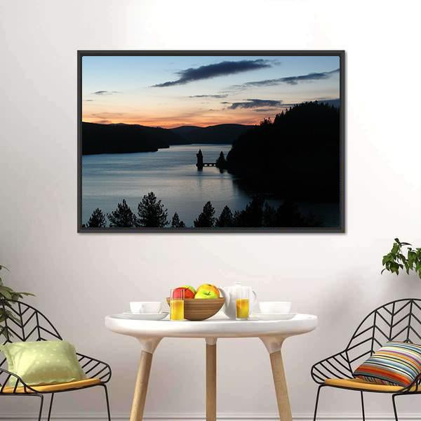 Lake Vyrnwy In Wales Canvas Wall Art-3 Horizontal-Gallery Wrap-25" x 16"-Tiaracle
