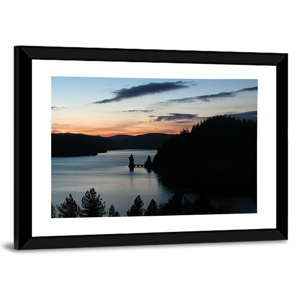 Lake Vyrnwy In Wales Canvas Wall Art-3 Horizontal-Gallery Wrap-25" x 16"-Tiaracle