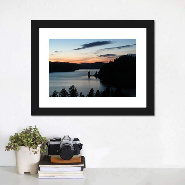 Lake Vyrnwy In Wales Canvas Wall Art-1 Piece-Framed Print-20" x 16"-Tiaracle