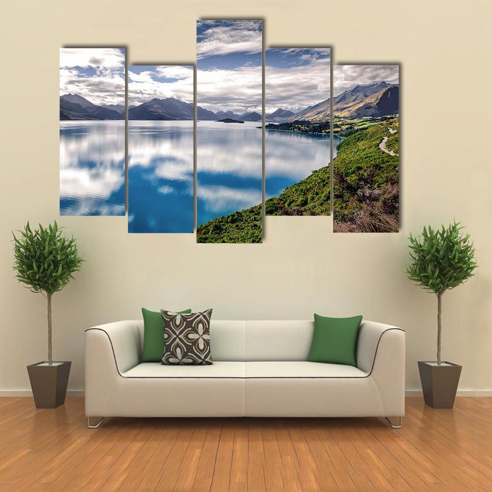 Amazing Lake Wakatipu Canvas Wall Art-5 Pop-Gallery Wrap-47" x 32"-Tiaracle