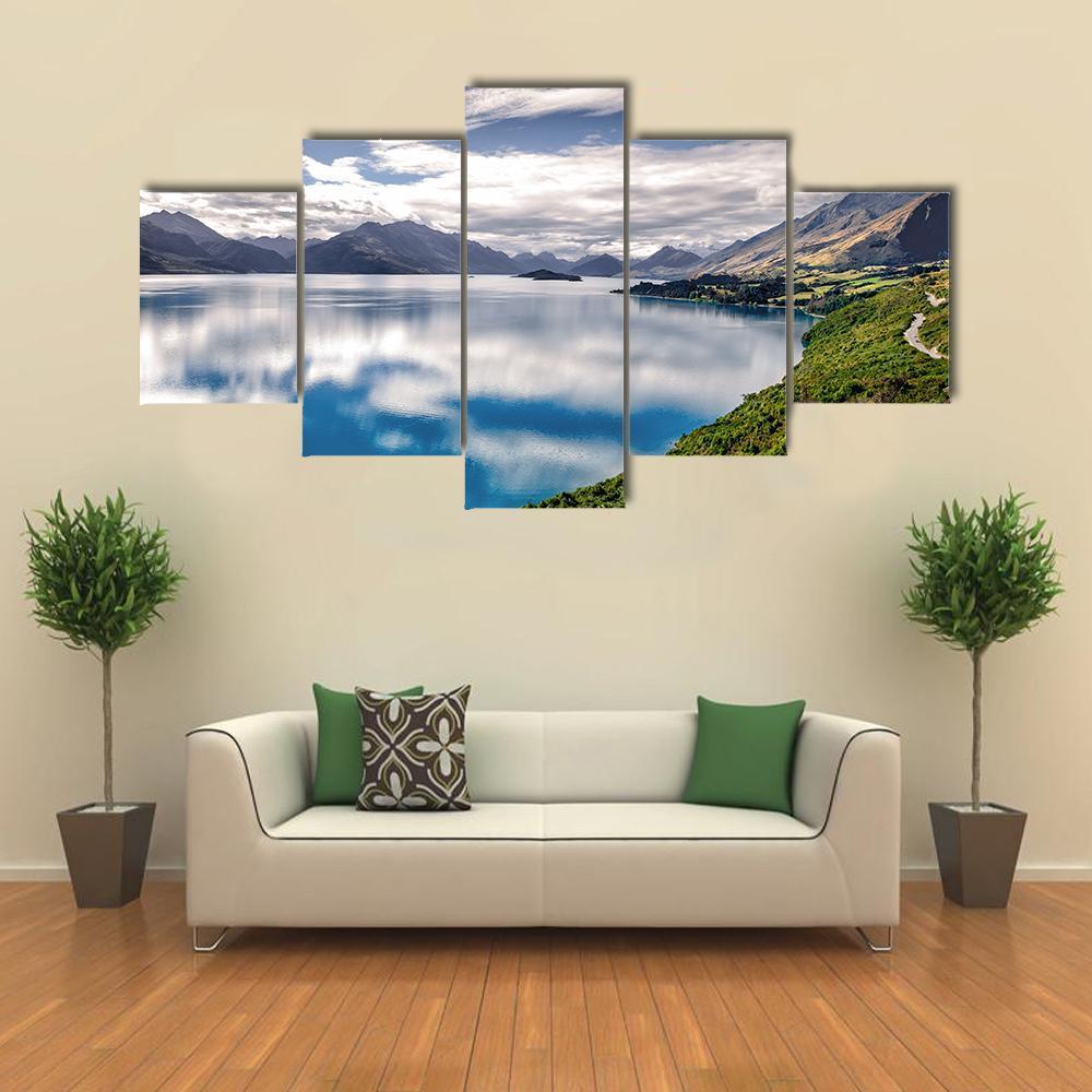Amazing Lake Wakatipu Canvas Wall Art-5 Star-Gallery Wrap-62" x 32"-Tiaracle