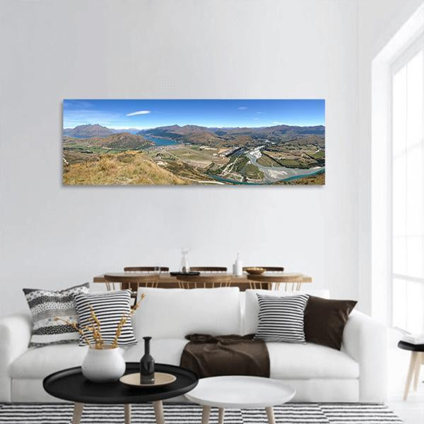 Lake Wakatipu In Queenstown Panoramic Canvas Wall Art-3 Piece-25" x 08"-Tiaracle