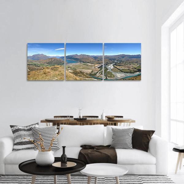 Lake Wakatipu In Queenstown Panoramic Canvas Wall Art-3 Piece-25" x 08"-Tiaracle