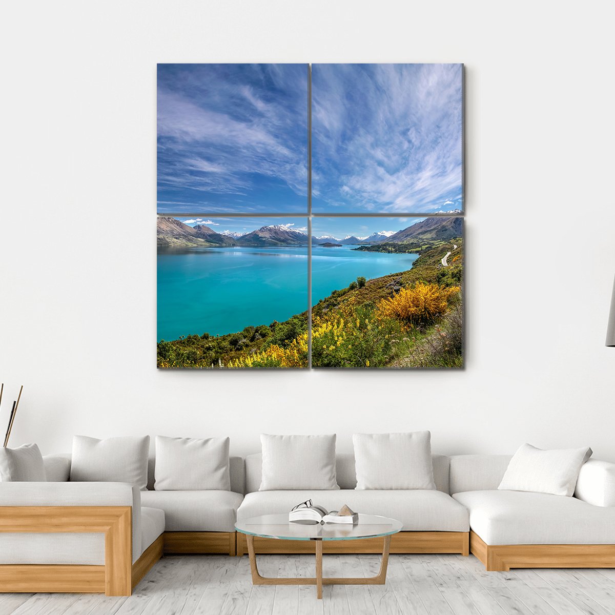 Lake Wakatipu New Zealand Canvas Wall Art-4 Square-Gallery Wrap-17" x 17"-Tiaracle