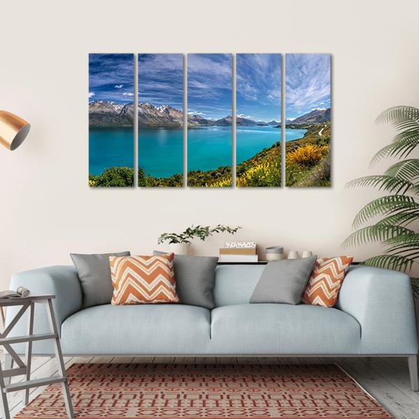 Lake Wakatipu New Zealand Canvas Wall Art-5 Horizontal-Gallery Wrap-22" x 12"-Tiaracle