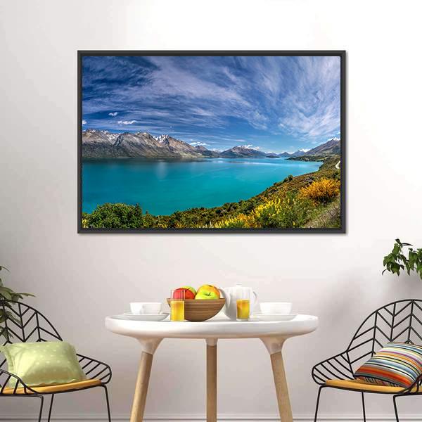 Lake Wakatipu New Zealand Canvas Wall Art-5 Horizontal-Gallery Wrap-22" x 12"-Tiaracle