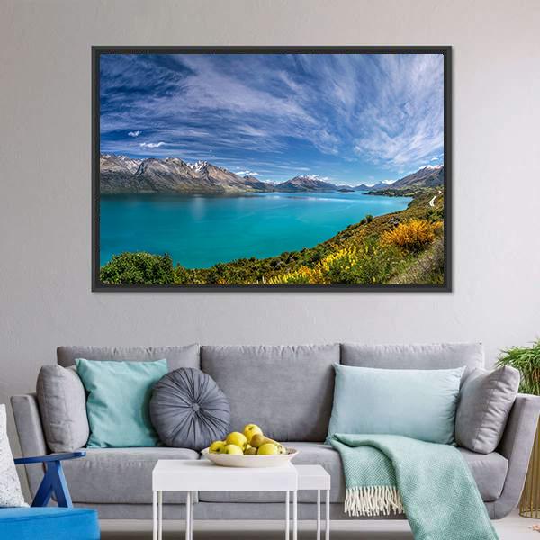 Lake Wakatipu New Zealand Canvas Wall Art-5 Horizontal-Gallery Wrap-22" x 12"-Tiaracle