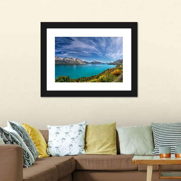 Lake Wakatipu New Zealand Canvas Wall Art-5 Horizontal-Gallery Wrap-22" x 12"-Tiaracle